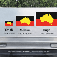 Load image into Gallery viewer, Truck bed with size indicators for small, medium, and huge compartments.
