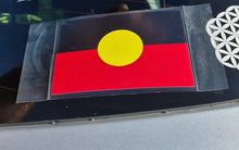 Load image into Gallery viewer, Flag with a yellow circle on a red background, placed on a reflective surface.