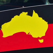 Load image into Gallery viewer, Flag of Australia with a yellow map of Australia on a red and black background