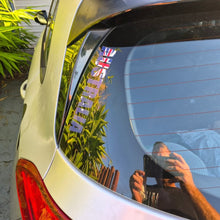 Load image into Gallery viewer, Australian Australia flag sticker design a car's rear window with a reflection of plants.