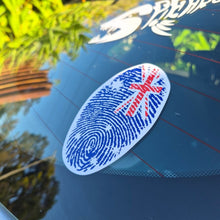 Load image into Gallery viewer, Fingerprint design with blue and red colors on a car window Australian flag