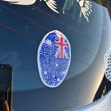 Load image into Gallery viewer, Sticker with fingerprint design and Union Jack on car window Australian flag