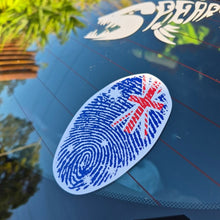 Load image into Gallery viewer, Fingerprint design with a Union Jack on a car window Australian flag