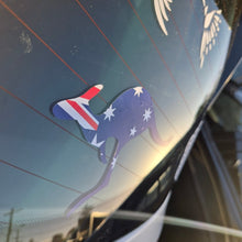 Load image into Gallery viewer, Car window with a decorative decal of a cat with Australian flag colors