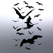Load image into Gallery viewer, Bats and witch decal for Halloween decorations