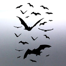 Load image into Gallery viewer, A set of black bat silhouettes of varying sizes designed for Halloween decals decoration.