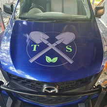 Load image into Gallery viewer, Tow shovels car logo (Proof of concept with the customer using the decals purchased)
