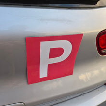 Load image into Gallery viewer, Red 'P' plate Magnets on a car's rear indicating it is a Provisional driver vehicle.