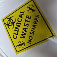 Load image into Gallery viewer, Yellow 'Clinical Waste No Sharps' sign on a white background