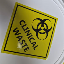 Load image into Gallery viewer, Yellow Clinical Waste sticker on White container