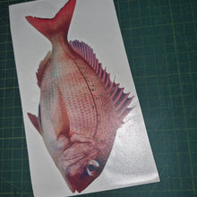 Load image into Gallery viewer, Fish decal on a white card with a green cutting mat background
