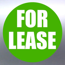 Load image into Gallery viewer, Green circle with 'FOR LEASE' text on a gradient background decal