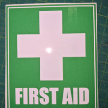 Load image into Gallery viewer, First aid sign with a cross on a green background