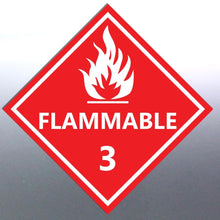 Load image into Gallery viewer, Flammable warning sign with flame symbol on a red background