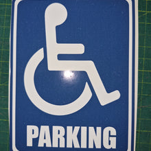 Load image into Gallery viewer, Handicap parking sign on a green grid background decal