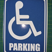 Load image into Gallery viewer, Handicap parking sign on a green grid background decal