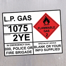 Load image into Gallery viewer, L.P. Gas UN 1075 Hazchem EIP Decal Sign – Tank Identification Label