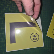 Load image into Gallery viewer, Yellow traffic sign with number 80 on a green cutting mat