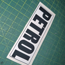 Load image into Gallery viewer, Rectangular 'PETROL' sign on a green cutting mat