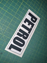 Load image into Gallery viewer, Rectangular 'PETROL' sign on a green cutting mat