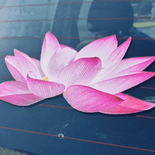 Load image into Gallery viewer, Pink artificial lotus decal flowers on a car window