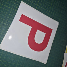 Load image into Gallery viewer, Red 'P' on a white square sheet on a green cutting mat