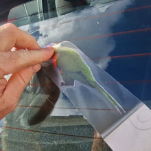 Load image into Gallery viewer, Person applying a car window Sticker with a tool on a vehicle rainbow lorikeet