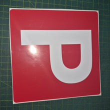 Load image into Gallery viewer, Red square with a white 'P' on a green cutting mat