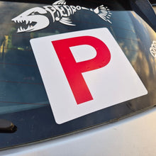 Load image into Gallery viewer, P-plate on a car window with decorative elements.