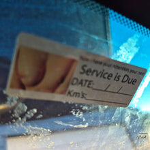 Load image into Gallery viewer, Service due card on a car windshield with a blurred background