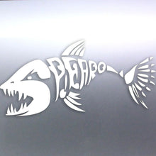 Load image into Gallery viewer, Spearfishing Skeleton Fish Design decal White