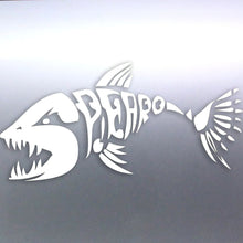 Load image into Gallery viewer, Spearfishing Skeleton Fish Design decal White