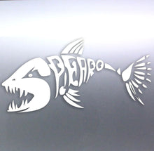 Load image into Gallery viewer, Spearfishing Skeleton Fish Design decal White