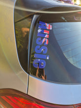 Load image into Gallery viewer, Car window with 'AUSSIE' decal featuring Australian flag colors