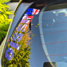 Load image into Gallery viewer, Reflective surface with ' aussie' text and British flag, surrounded by greenery.