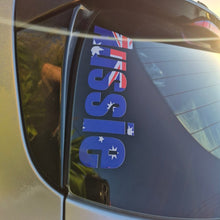 Load image into Gallery viewer, Car window with 'Aussie' decal featuring the Australian flag
