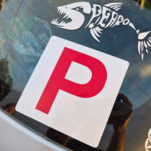 Load image into Gallery viewer, Red 'P' plate on a car window with a white background.