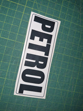 Load image into Gallery viewer, Rectangular sign with 'PETROL' decal on a green grid background