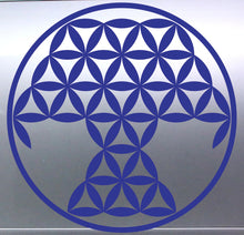 Load image into Gallery viewer, Tree Of Life Blue geometric flower of life design on a silver background