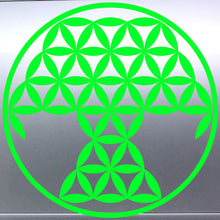 Load image into Gallery viewer, Tree Of Life Green geometric design on a metallic surface