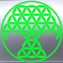 Load image into Gallery viewer, Tree Of Life Green geometric design on a metallic surface