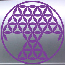 Load image into Gallery viewer, Tree Of Life Purple geometric flower design on a reflective surface