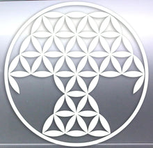 Load image into Gallery viewer, Tree Of Life Geometric design of interlocking circles and triangles on a gray background