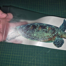 Load image into Gallery viewer, Hand holding a turtle decal on a cutting mat