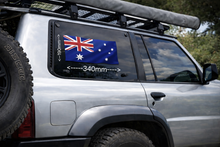 Load image into Gallery viewer, Silver SUV with Australian flag decal on window, surrounded by natural scenery