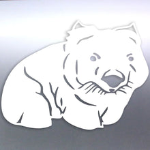Load image into Gallery viewer, White silhouette of a Wombat on a gray background