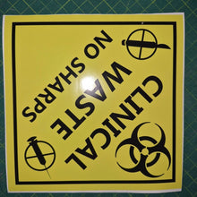Load image into Gallery viewer, Yellow sign with black text and symbols on a green grid background