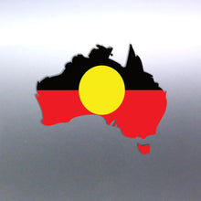 Load image into Gallery viewer, aboriginal flag door Map Shape Decal on a silver door