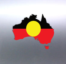 Load image into Gallery viewer, aboriginal flag door Map Shape Decal on a silver door