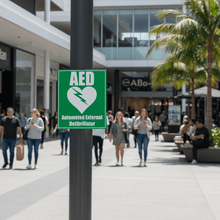 Load image into Gallery viewer, AED Plastic Sign Shopping Centre